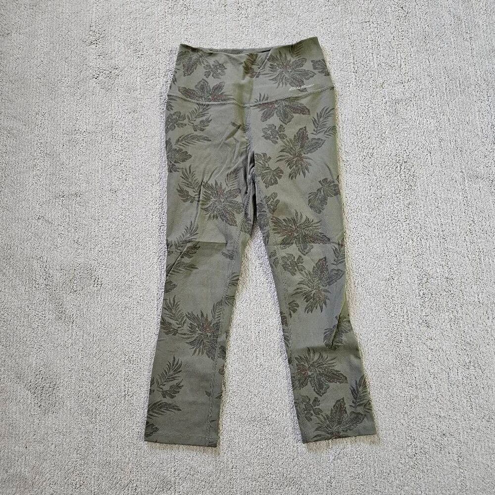 Eddie Bauer Green Botanic Print Cropped Leggings Size XS